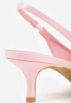 Różowe Czółenka Slingback Vices z Lakierowanym Połyskiem na Kaczuszce Sonwena