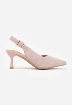 Różowe Czółenka Slingback VICES z Tkaniny na Niskim Obcasie z Wkładką Soft-Pillow Orinysha