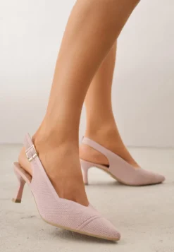 Różowe Czółenka Slingback VICES z Tkaniny na Niskim Obcasie z Wkładką Soft-Pillow Orinysha