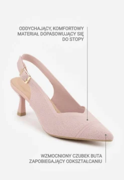 Różowe Czółenka Slingback VICES z Tkaniny na Niskim Obcasie z Wkładką Soft-Pillow Orinysha