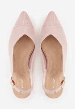 Różowe Czółenka Slingback VICES z Tkaniny na Niskim Obcasie z Wkładką Soft-Pillow Orinysha