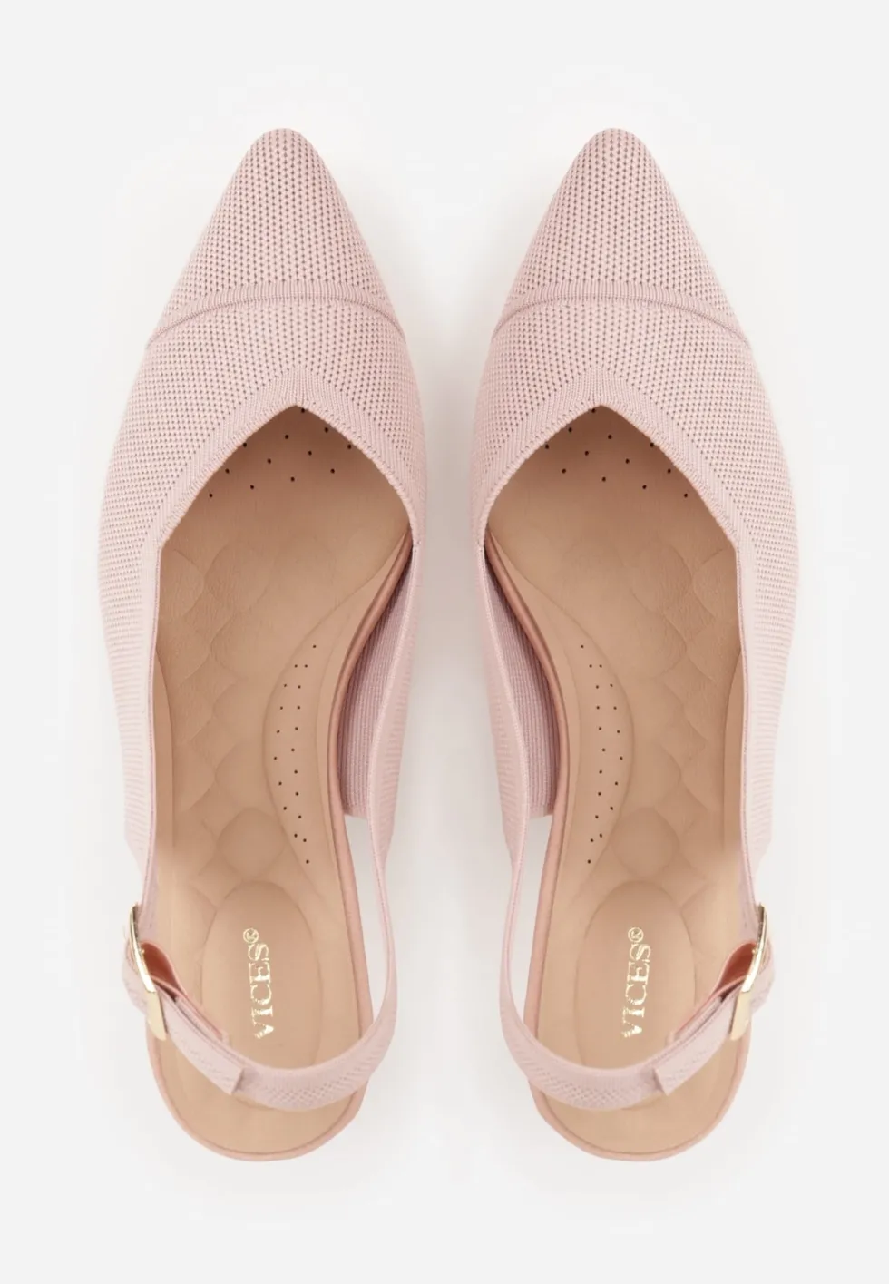 Różowe Czółenka Slingback VICES z Tkaniny na Niskim Obcasie z Wkładką Soft-Pillow Orinysha