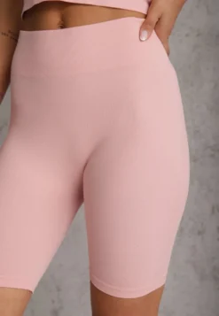 Różowe Elastyczne Szorty Biker High Waist Diovien