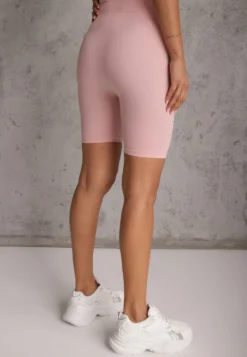 Różowe Elastyczne Szorty Biker High Waist Diovien