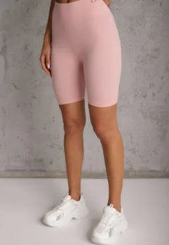 Różowe Elastyczne Szorty Biker High Waist Diovien