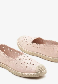 Różowe Espadryle Vices z Ażurową Cholewką i Plecionym Sznurkiem Arivoni