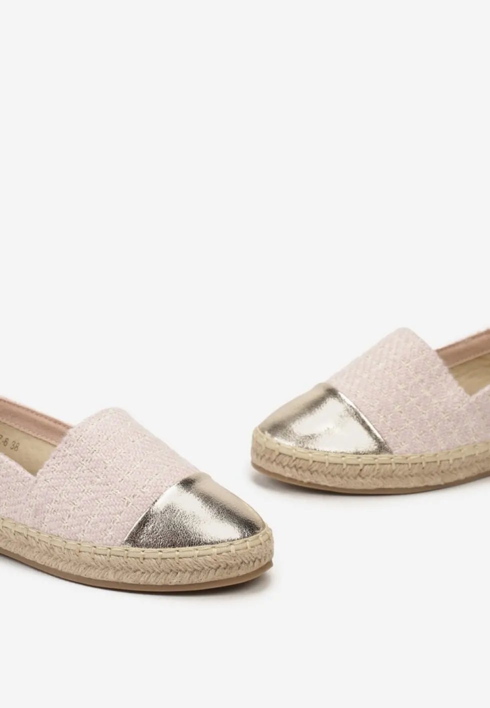 Różowe Espadryle z Tweedowego Materiału z Plecionką na Podeszwie Hexiria