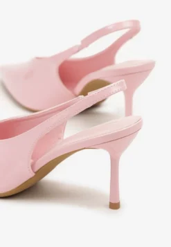 Różowe Lakierowane Sandały na Szpilce Typu Slingback Addoxie