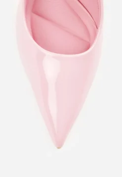 Różowe Sandały Lakierowane Vices na Szpilce Typu Slingback Dolenita