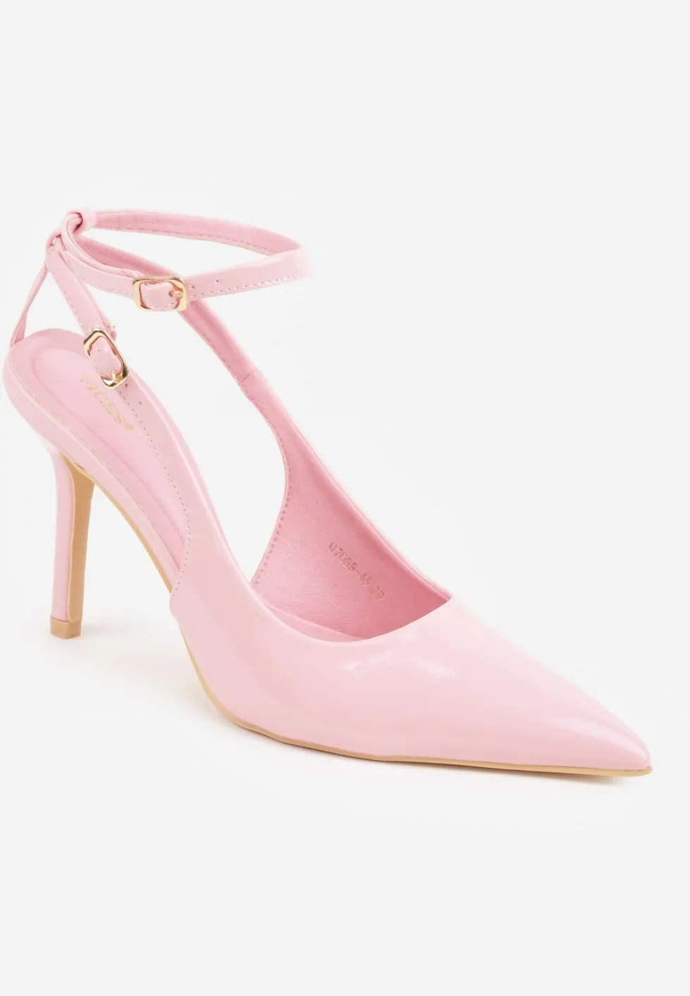 Różowe Sandały Lakierowane Vices na Szpilce Typu Slingback Dolenita