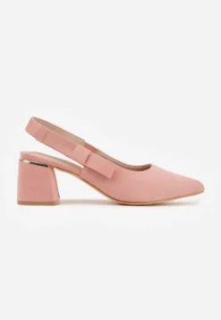 Różowe Sandały na Słupku Vices Slingback ze Skórzaną Wkładką Vevoline