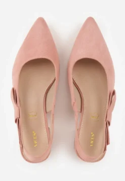 Różowe Sandały na Słupku Vices Slingback ze Skórzaną Wkładką Vevoline