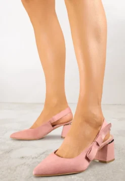 Różowe Sandały na Słupku Vices Slingback ze Skórzaną Wkładką Vevoline