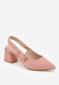 Różowe Sandały na Słupku Vices Slingback ze Skórzaną Wkładką Vevoline