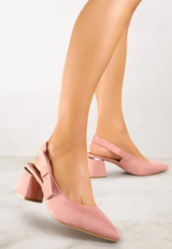 Różowe Sandały na Słupku Vices Slingback ze Skórzaną Wkładką Vevoline