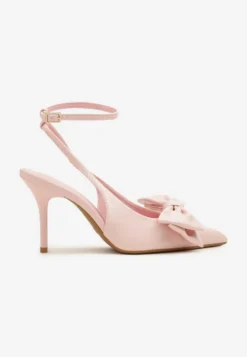 Różowe Sandały Vices na Szpilce Slingback Ozdobione Kokardą Tilvanea