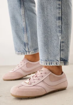 Różowe Sneakersy Klasyczne Tenisówki z Zamszu Naturalnego Talanashta