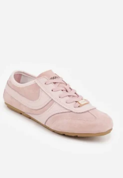 Różowe Sneakersy Klasyczne Tenisówki z Zamszu Naturalnego Talanashta