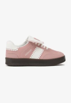 Różowe Sneakersy na Platformie z Kontrastującymi Detalami i Wywiniętym Językiem Amirila
