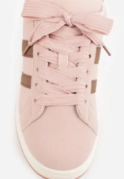 Różowe Sneakersy Ozdobione Paskami Dolirenna