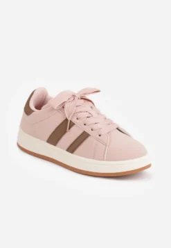 Różowe Sneakersy Ozdobione Paskami Dolirenna
