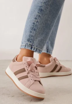 Różowe Sneakersy Ozdobione Paskami Dolirenna