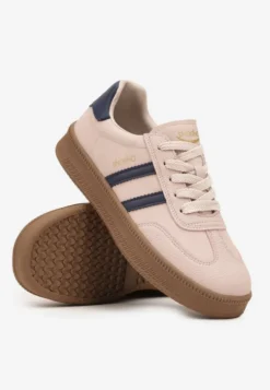 Różowe Sneakersy Sportowe z Ozdobnymi Paskami i Przeszyciami Wenilan