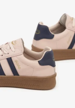 Różowe Sneakersy Sportowe z Ozdobnymi Paskami i Przeszyciami Wenilan