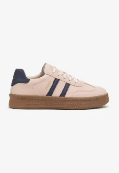 Różowe Sneakersy Sportowe z Ozdobnymi Paskami i Przeszyciami Wenilan