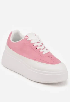 Różowe Sneakersy VICES na Platformie z Ozdobnym Noskiem Attis