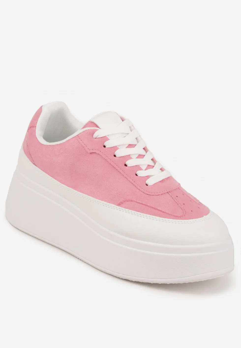 Różowe Sneakersy VICES na Platformie z Ozdobnym Noskiem Attis