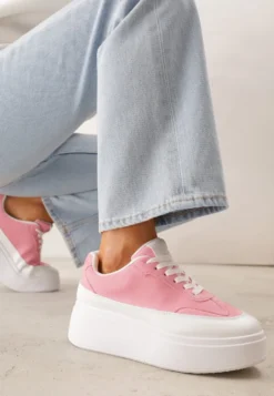 Różowe Sneakersy VICES na Platformie z Ozdobnym Noskiem Attis