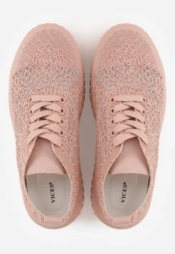 Różowe Sneakersy Vices na Platformie z Ażurową Cholewką Lumerise