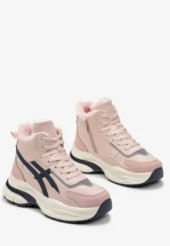 Różowe Sneakersy za Kostkę na Grubej Podeszwie Luntris