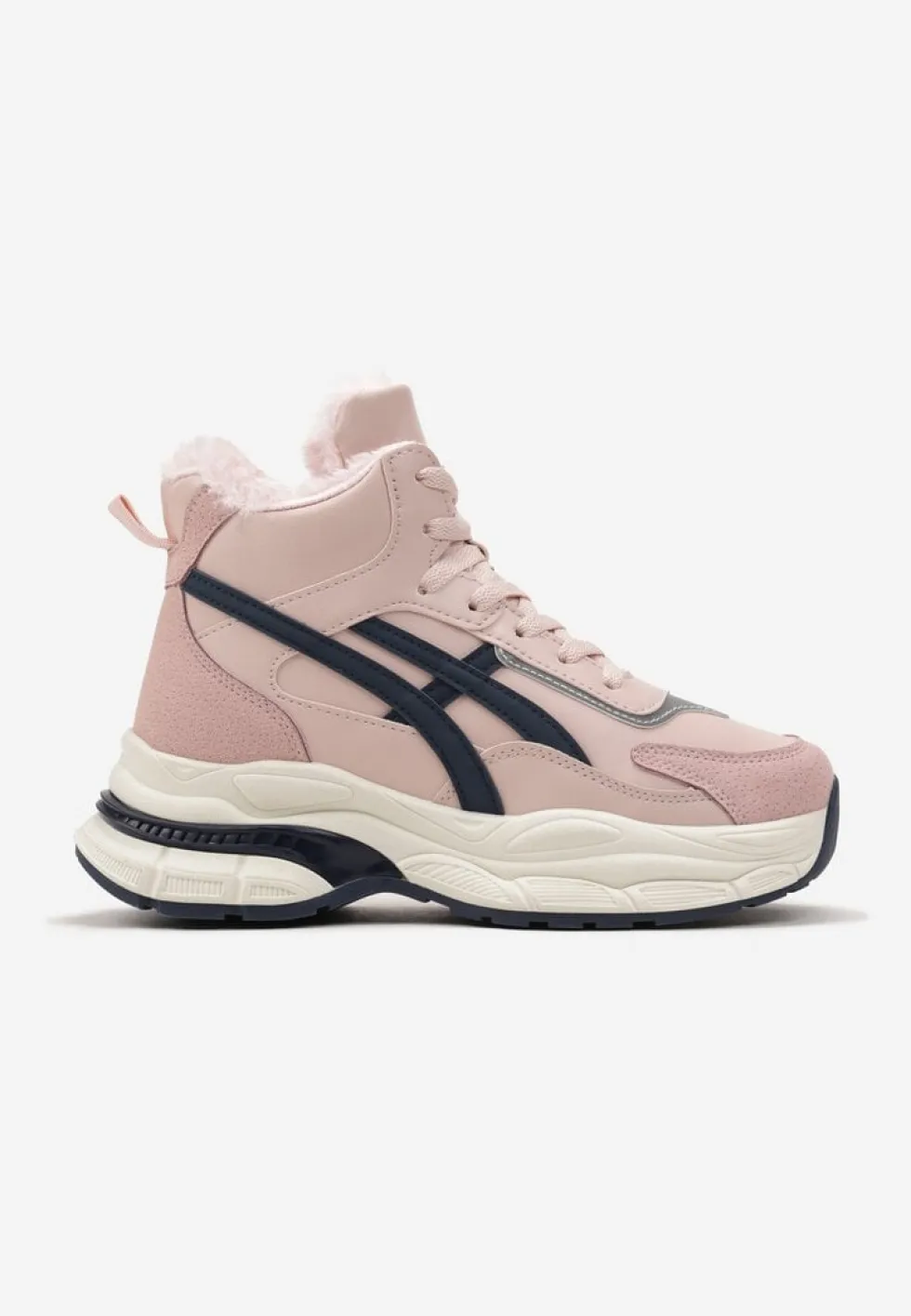 Różowe Sneakersy za Kostkę na Grubej Podeszwie Luntris