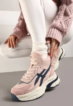 Różowe Sneakersy za Kostkę na Grubej Podeszwie Luntris