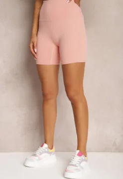 Różowe Szorty Kolarki High Waist z Efektem Push Up Pielara