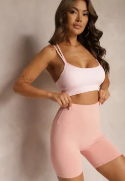 Różowe Szorty Kolarki High Waist z Efektem Push Up Pielara