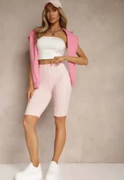Różowe Szorty Kolarki High Waist Liradine