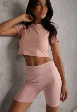 Różowe Szorty Kolarki High Waist Marerila