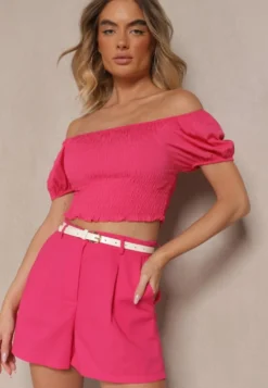 Różowe Szorty z Bawełną High Waist w Klasycznym Stylu Sefore