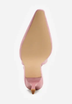 Różowe Szpilki VICES Slingback Ozdobione Cyrkoniami na Obcasie Laodele