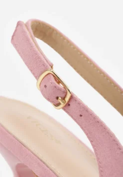 Różowe Szpilki VICES Slingback Ozdobione Cyrkoniami na Obcasie Laodele