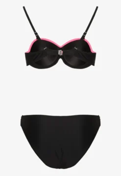 Różowo-Czarne Bikini z Metaliczną Nicią Usztywniany Biustonosz i Figi Mitelle