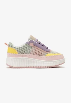 Różowo-Fioletowe Sznurowane Sneakersy na Platformie Dimakis