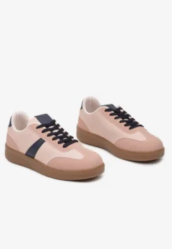 Różowo-Granatowe Sneakersy Tenisówki z Geometrycznym Wzorem Hanivra