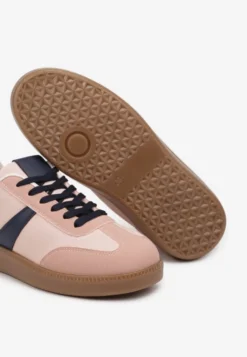 Różowo-Granatowe Sneakersy Tenisówki z Geometrycznym Wzorem Hanivra