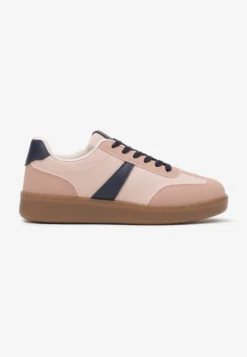 Różowo-Granatowe Sneakersy Tenisówki z Geometrycznym Wzorem Hanivra
