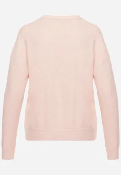 Różowy Casualowy Sweter o Klasycznym Fasonie z Okrągłym Dekoltem Pilare