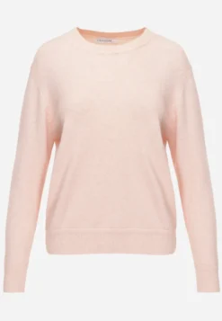 Różowy Casualowy Sweter o Klasycznym Fasonie z Okrągłym Dekoltem Pilare